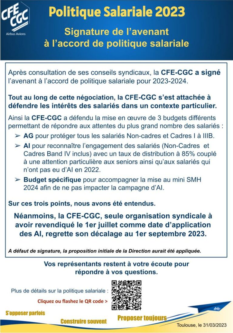 Politique Salariale 2023 My CFE CGC Airbus