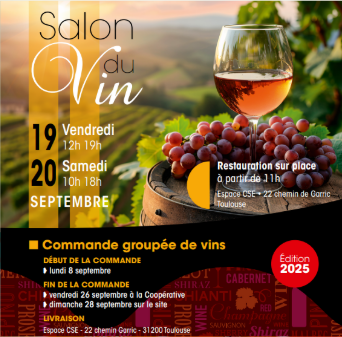 CSE – Coopérative : Salon du Vin 2025 & Livret Commandes groupées Vins & Caves
